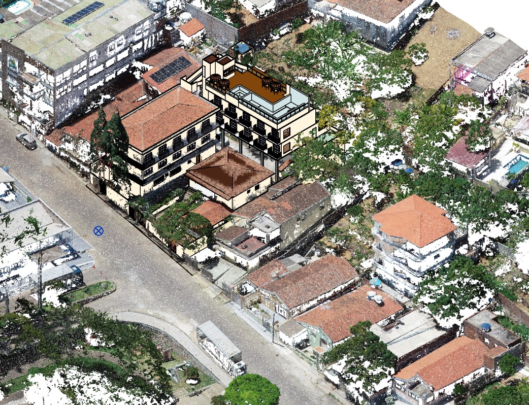 Nuvem de pontos usada no estudo de implantação da ampliação de uma pousada em centro histórico