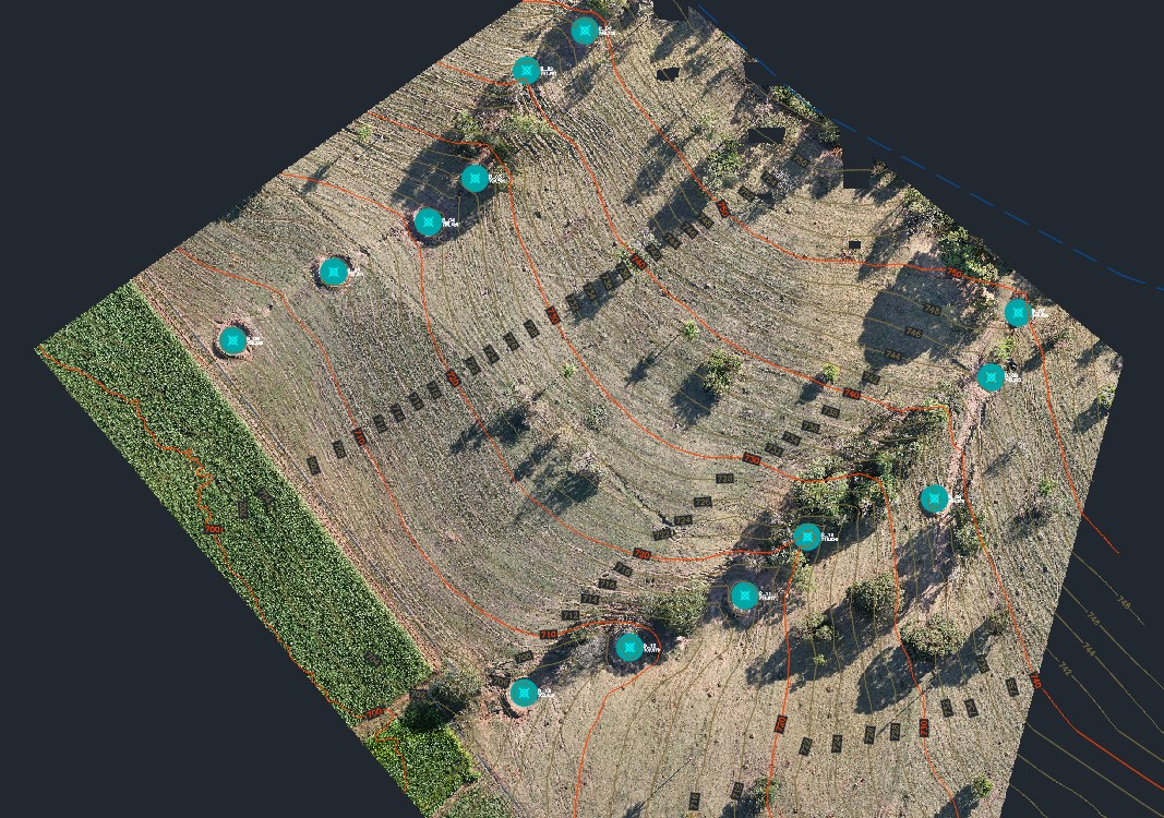 Modelo tridimensional de relevo gerado a partir de levantamento topográfico