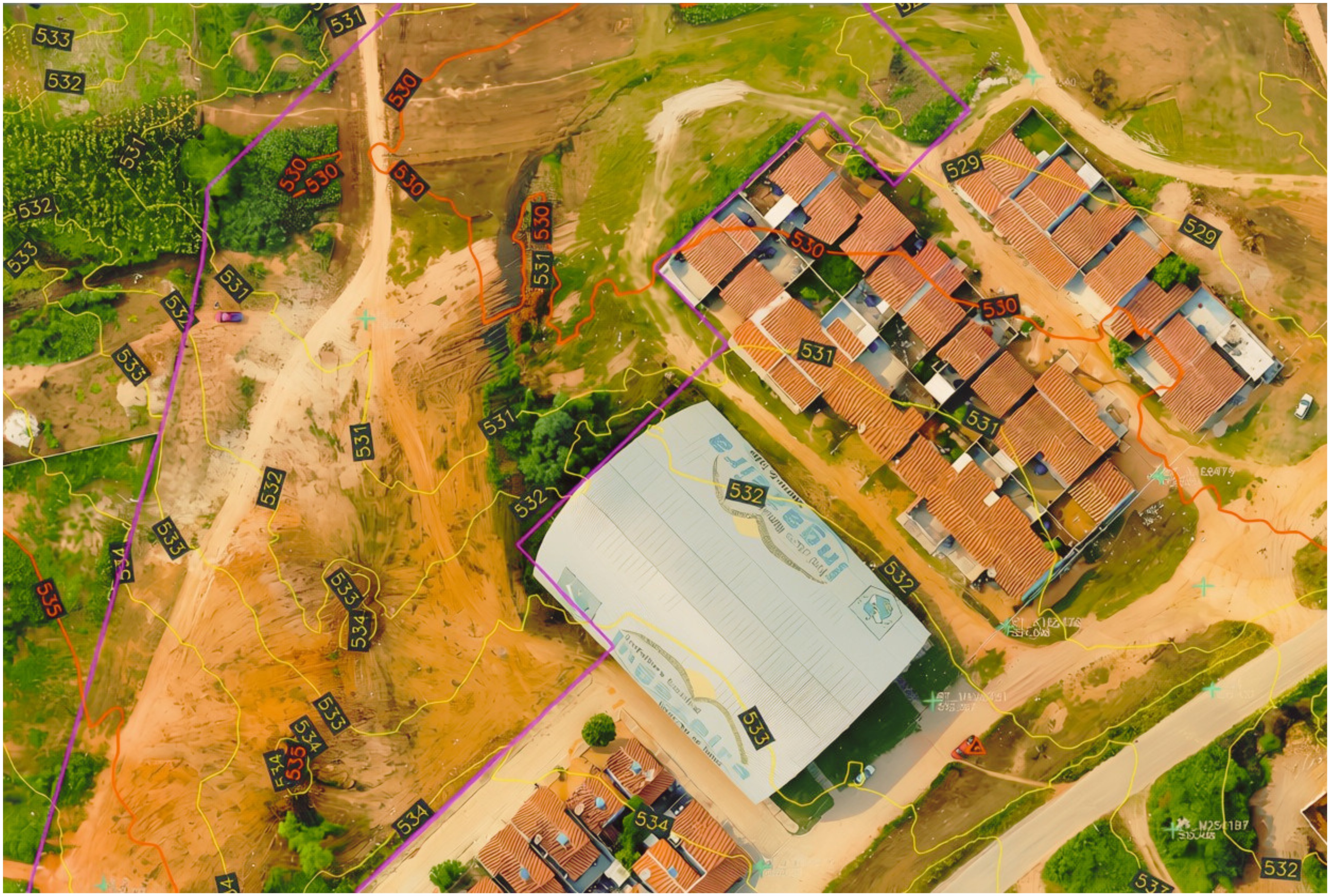 Levantamento topográfico com curvas de nível executado pela RMK